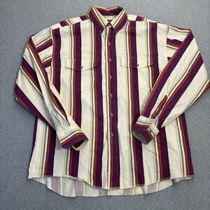 Vintage Wrangler Shirt Mens Large 16 34 XLong Tails Western Brush Popper Striped